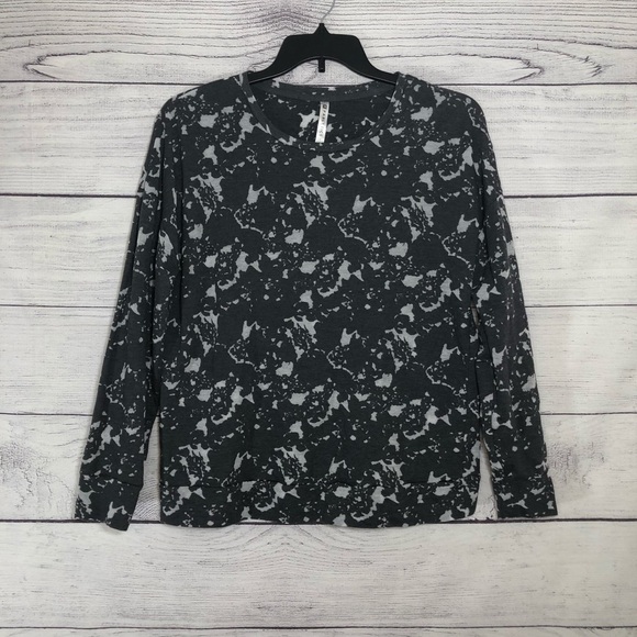 Fabletics Black & Gray Faux-Bleached Crew Neck Sweatshirt Sz XL - Picture 2 of 5